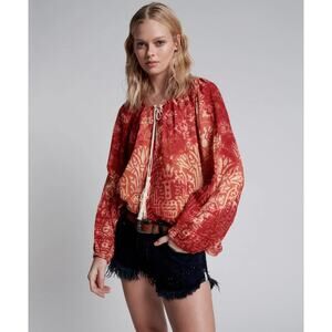 #249 NWT- One‎ Teaspoon Babylon Garden Minoan Top - Fire SZ:L RET$118